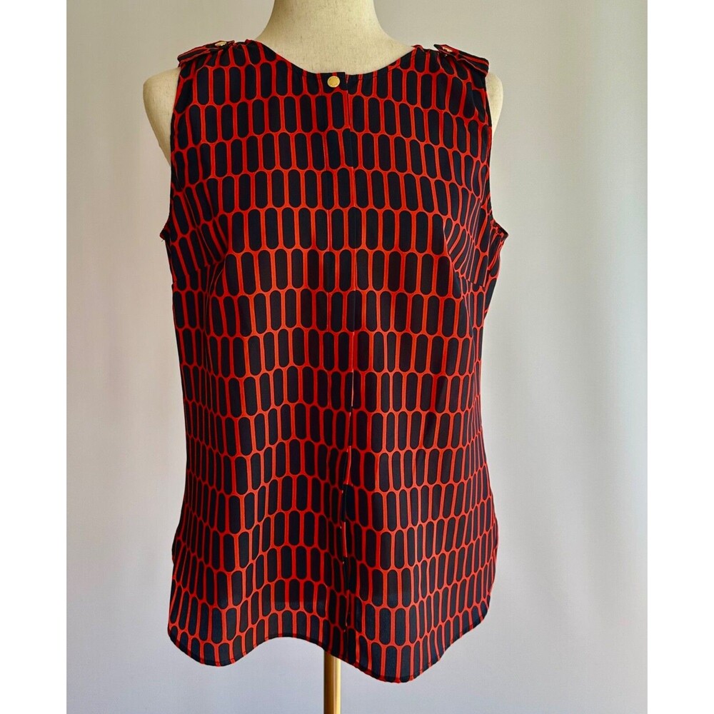 MICHAEL Michael Kors navy and red geometric print sleeveless top size 6